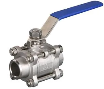 Three-piece weld-on ball valve DN20