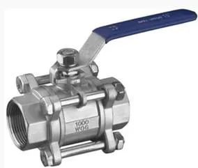 Three-piece threaded ball valve DN40